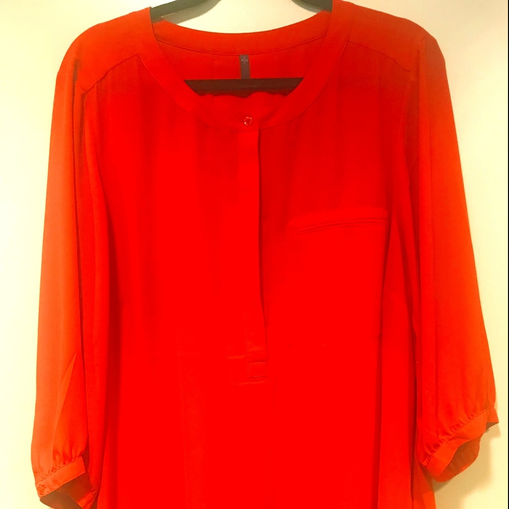 NYDJ Blouse 2X - Solid Poppy Red